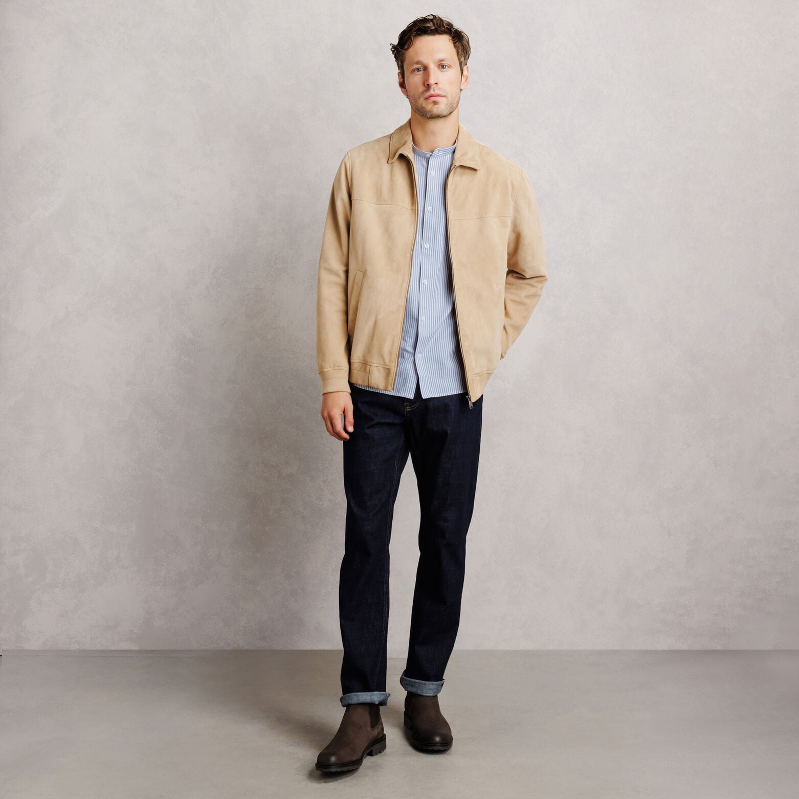 Chemise oxford col mao ray&eacute;e