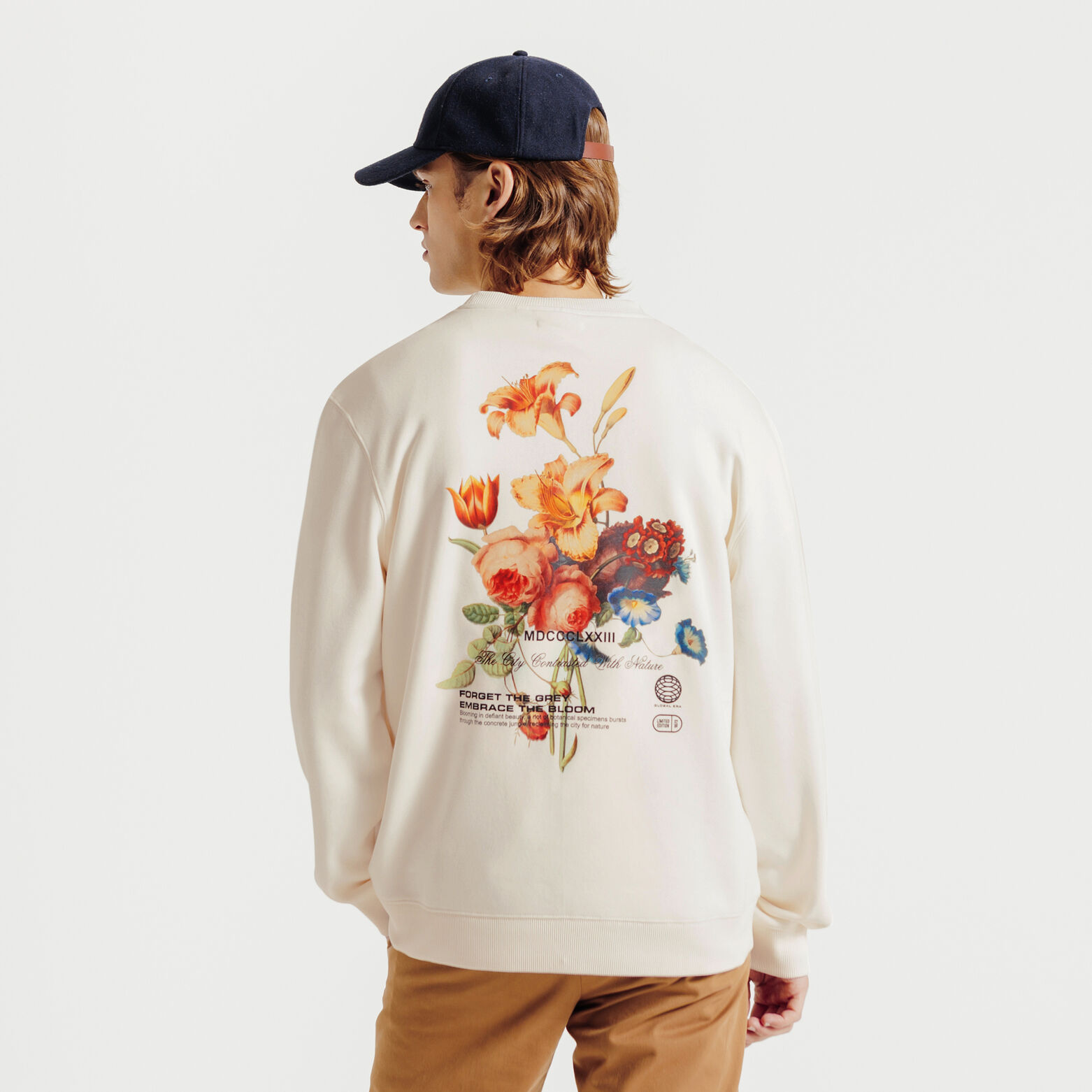 Sweat col rond imprimé fleurs