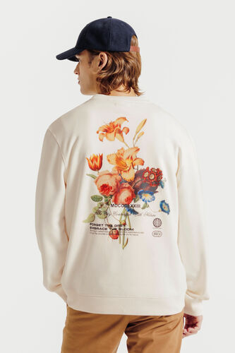 Sweat col rond imprimé fleurs