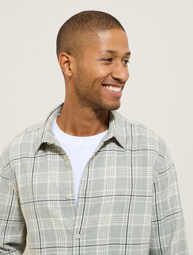 Chemise en coton flanelle &agrave; carreaux