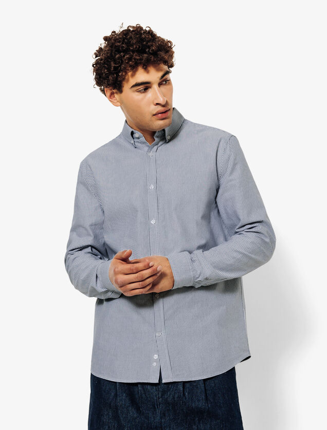 Chemise oxford en coton ray&eacute;e