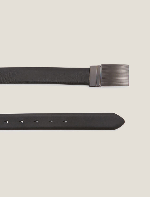 Ceinture en cuir saffiano avec plaque