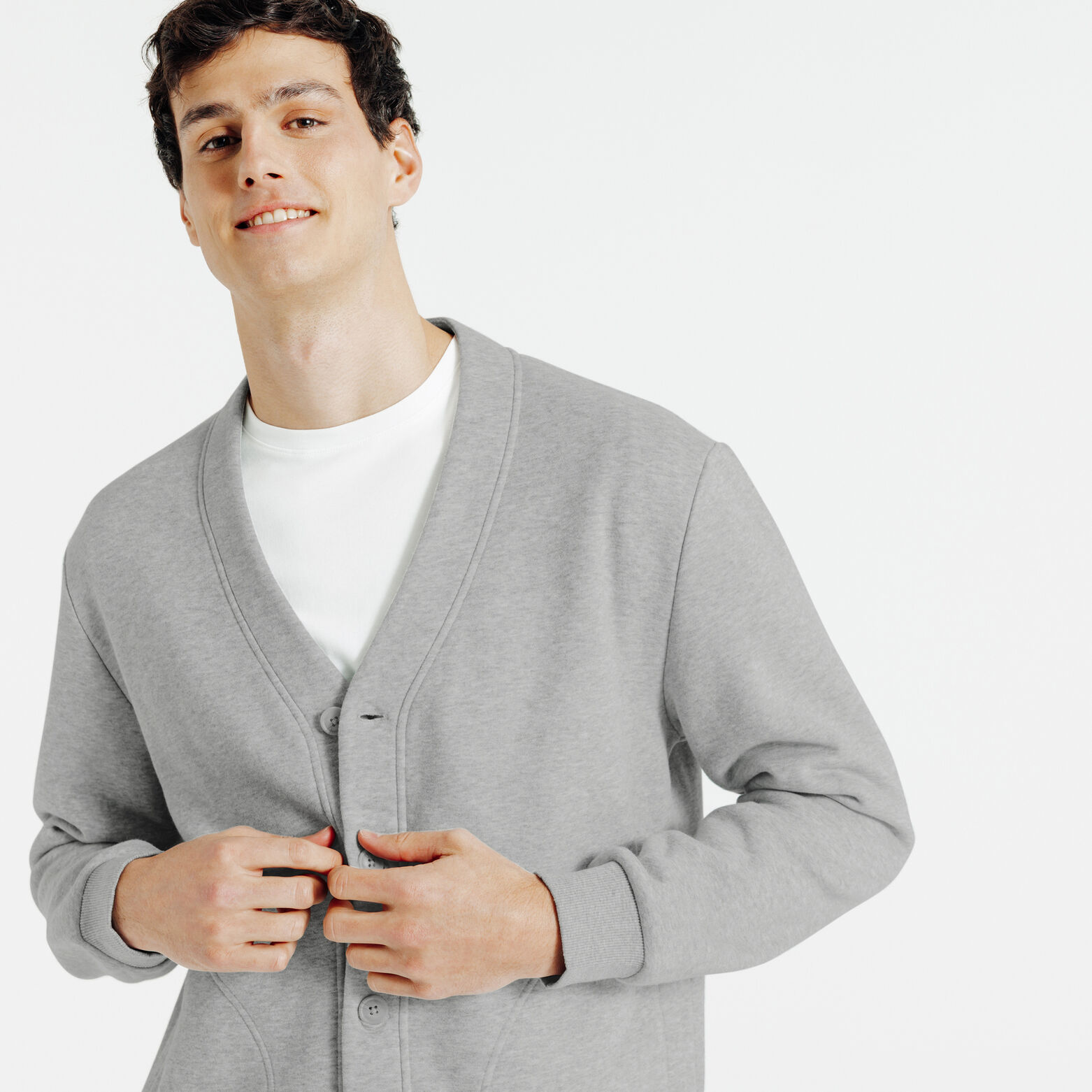 Sweat cardigan &agrave; boutons