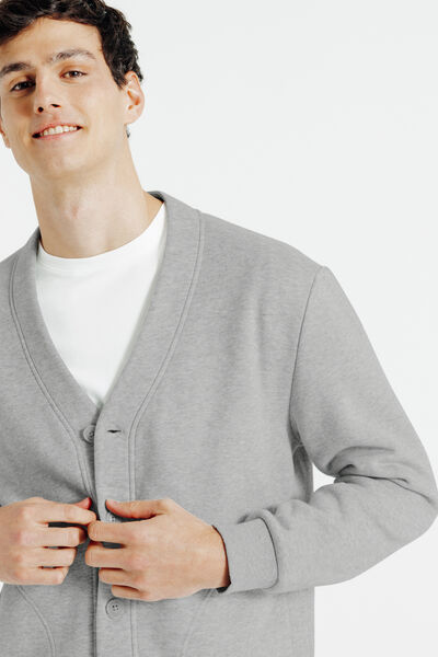 Sweat cardigan &agrave; boutons