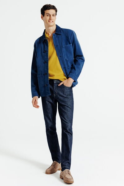 Polo in textuurstof met korte mouwen en resortkraa