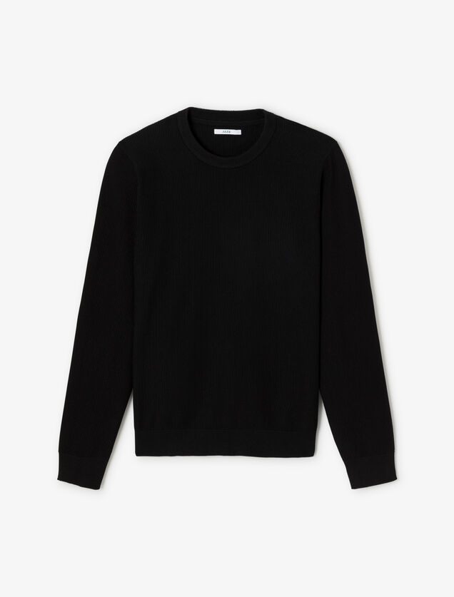 Pull col rond jeux de points fantaisie