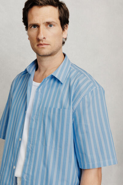 Chemisette en coton boxy ray&eacute;e