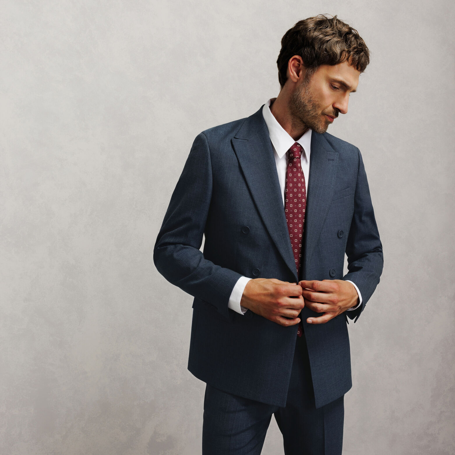 Veste de costume crois&eacute;e confort ray&eacute;e