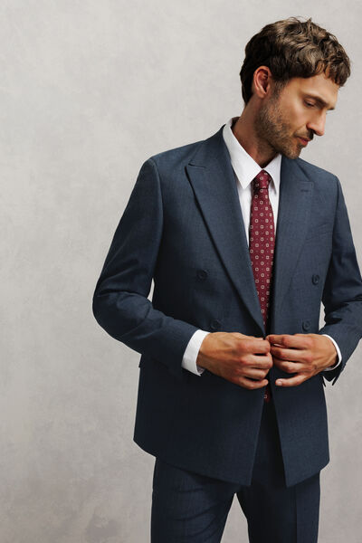 Veste de costume crois&eacute;e confort ray&eacute;e