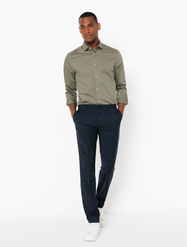 Chemise sans repassage en coton unie slim