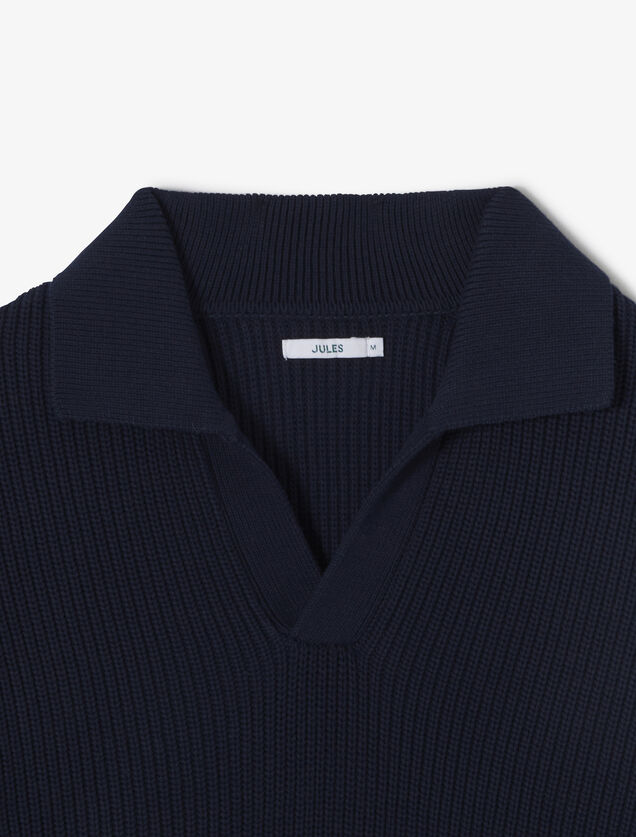 Polo en maille manches longues col resort