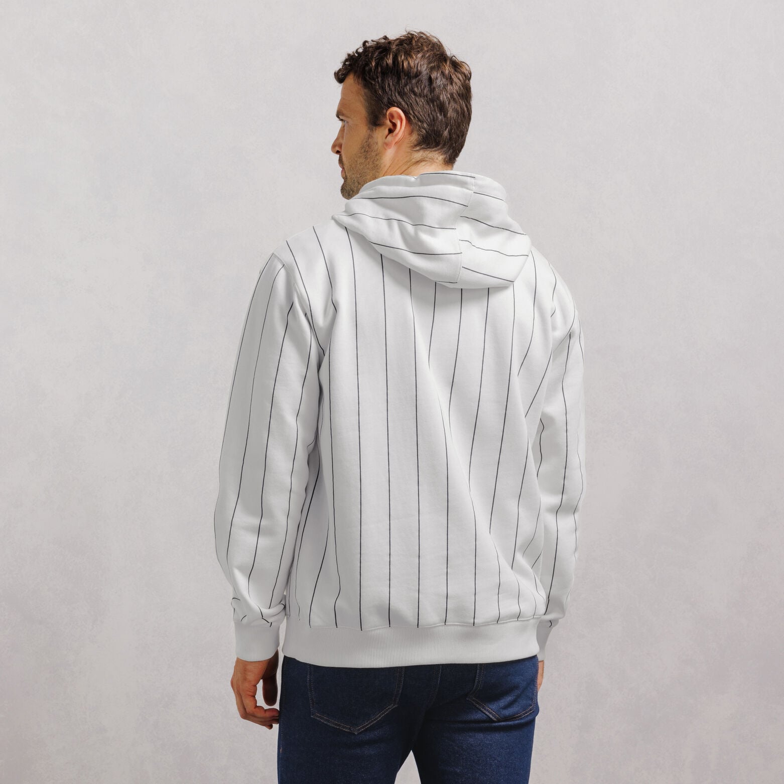 Gestreept hoodie met print vooraan