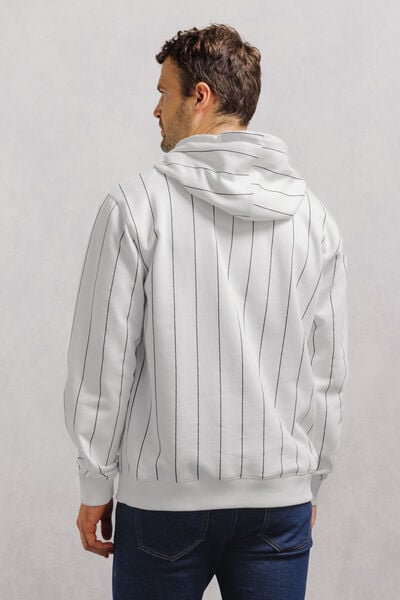 Gestreept hoodie met print vooraan