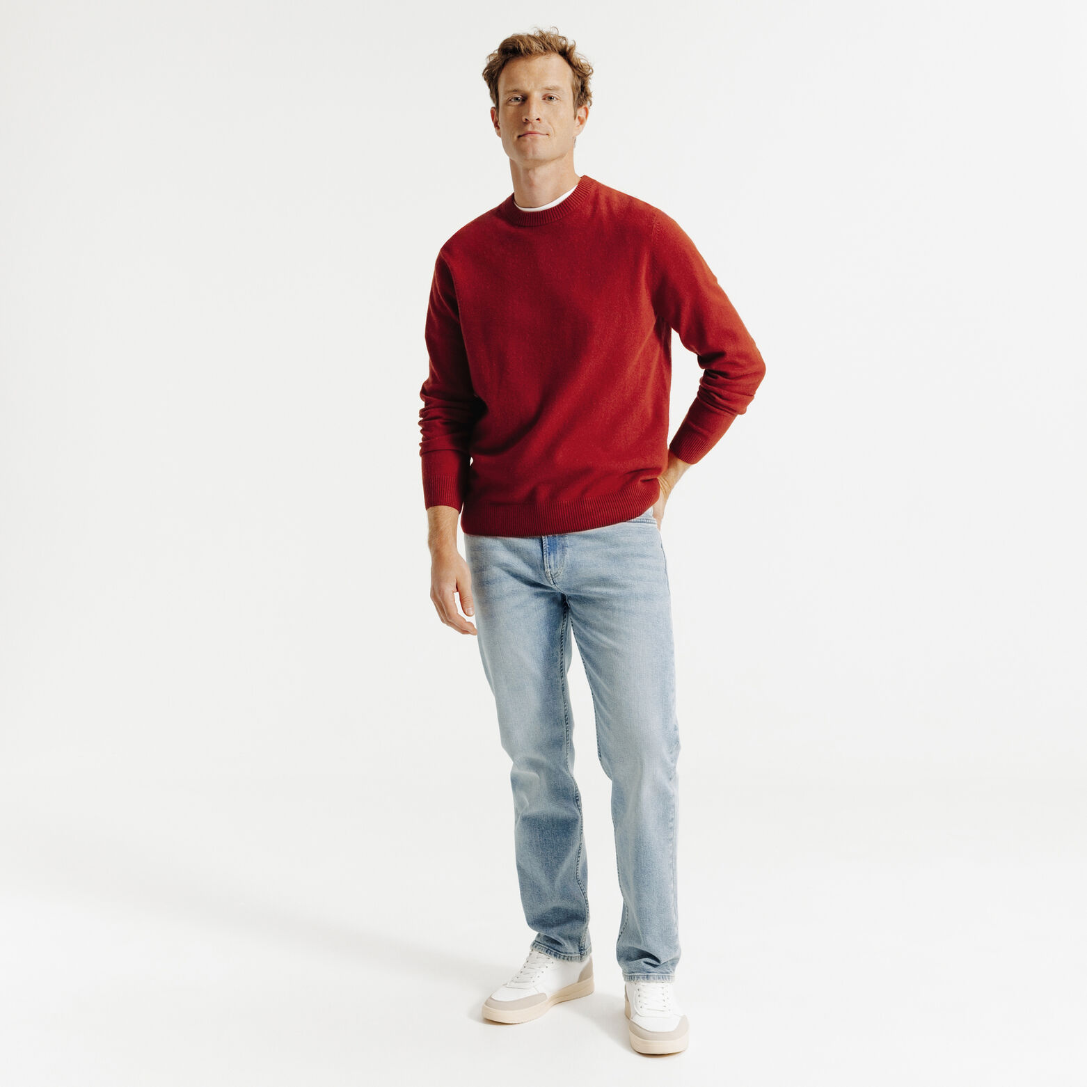 Pull col rond mérinos cachemire