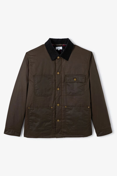 Blouson col chemise en velours coton wax&eacute;
