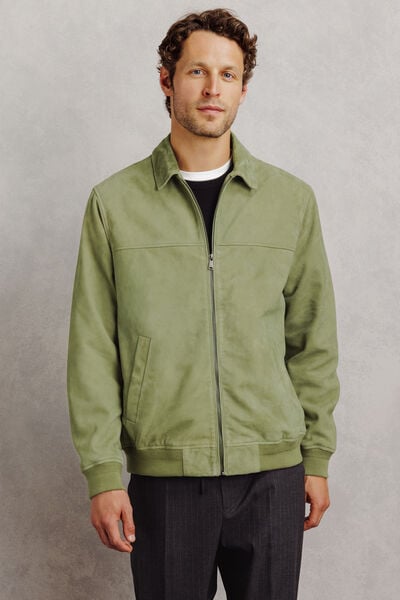 Blouson 100% cuir col chemise