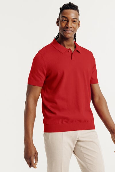 Polo en maille manches courtes col boutonn&eacute;