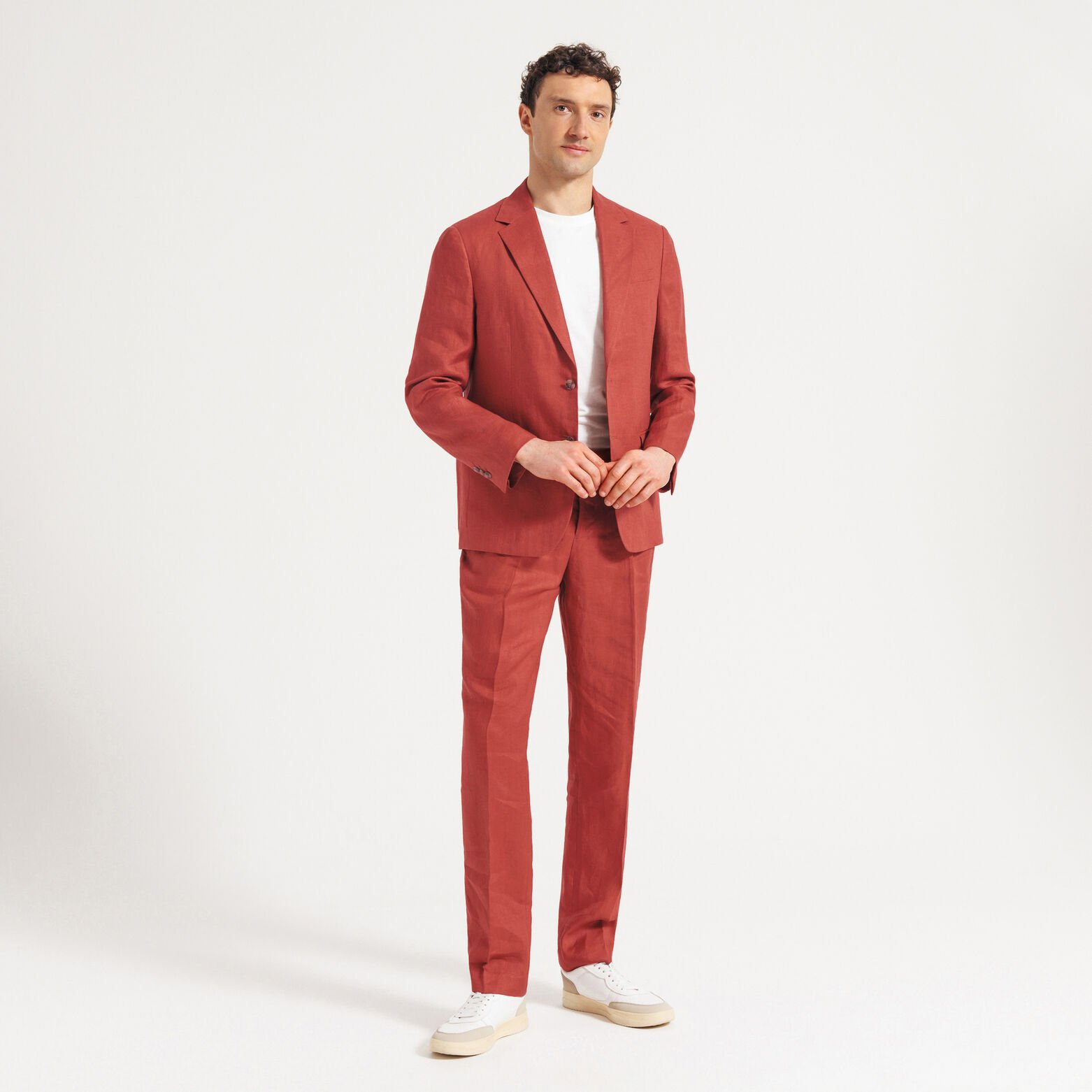 Veste de costume confort motif chevron 100% lin