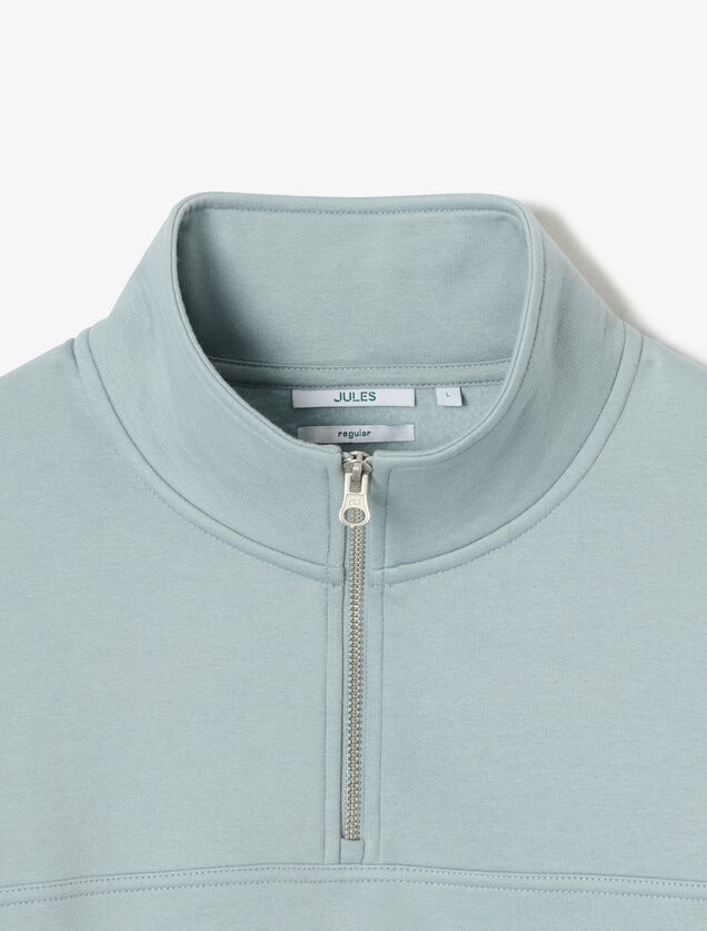 Sweat col montant zipp&eacute; uni