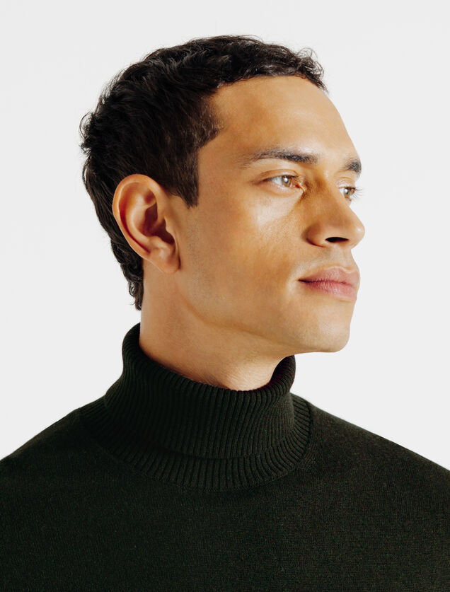 Trui met rolkraag in merinos kasjmier