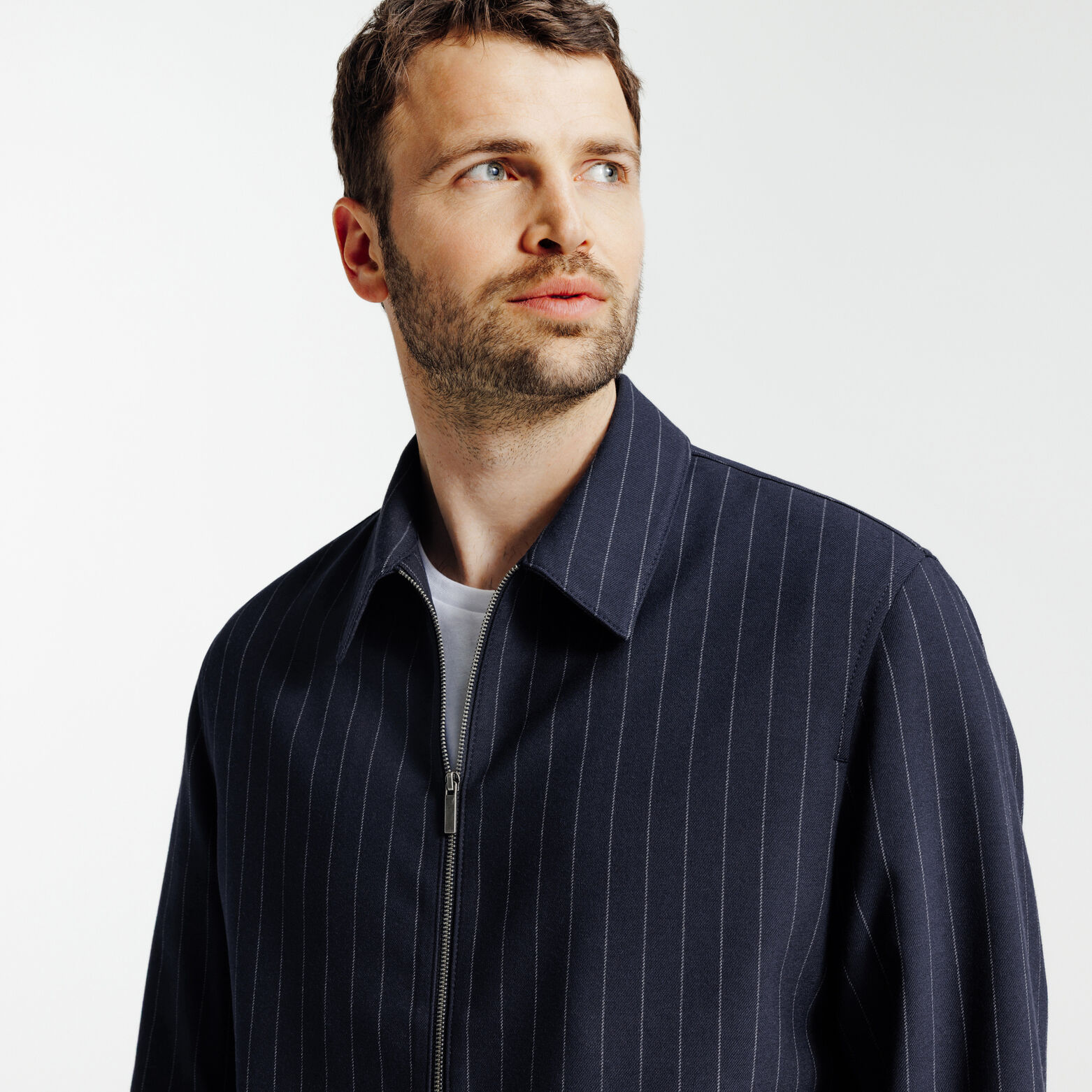 Veste col chemise zipp&eacute;e ray&eacute;e