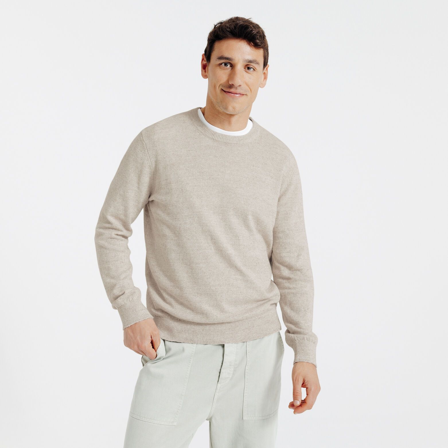 Trui ronde hals in fantasie-stekenpatroon