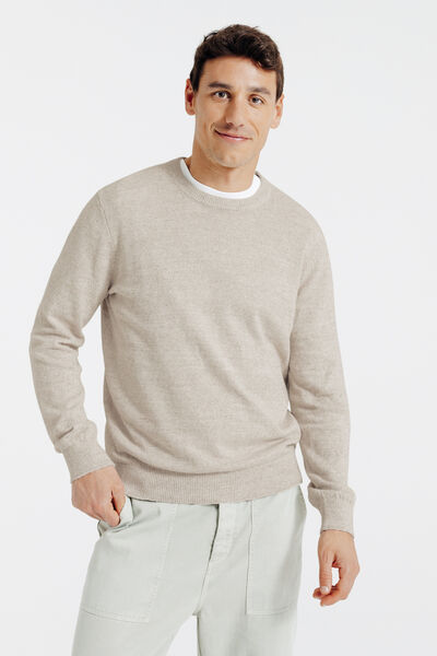 Trui ronde hals in fantasie-stekenpatroon