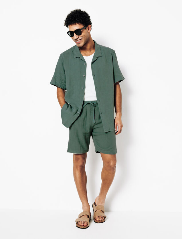 Chemisette en gaze de coton col requin