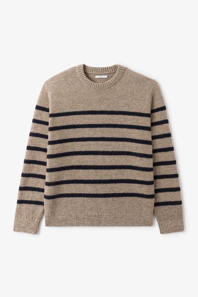 Trui ronde hals in gestreept stekenpatroon