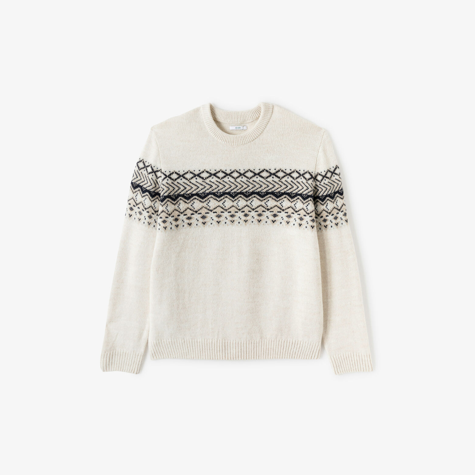 Noorse trui ronde hals in jacquard