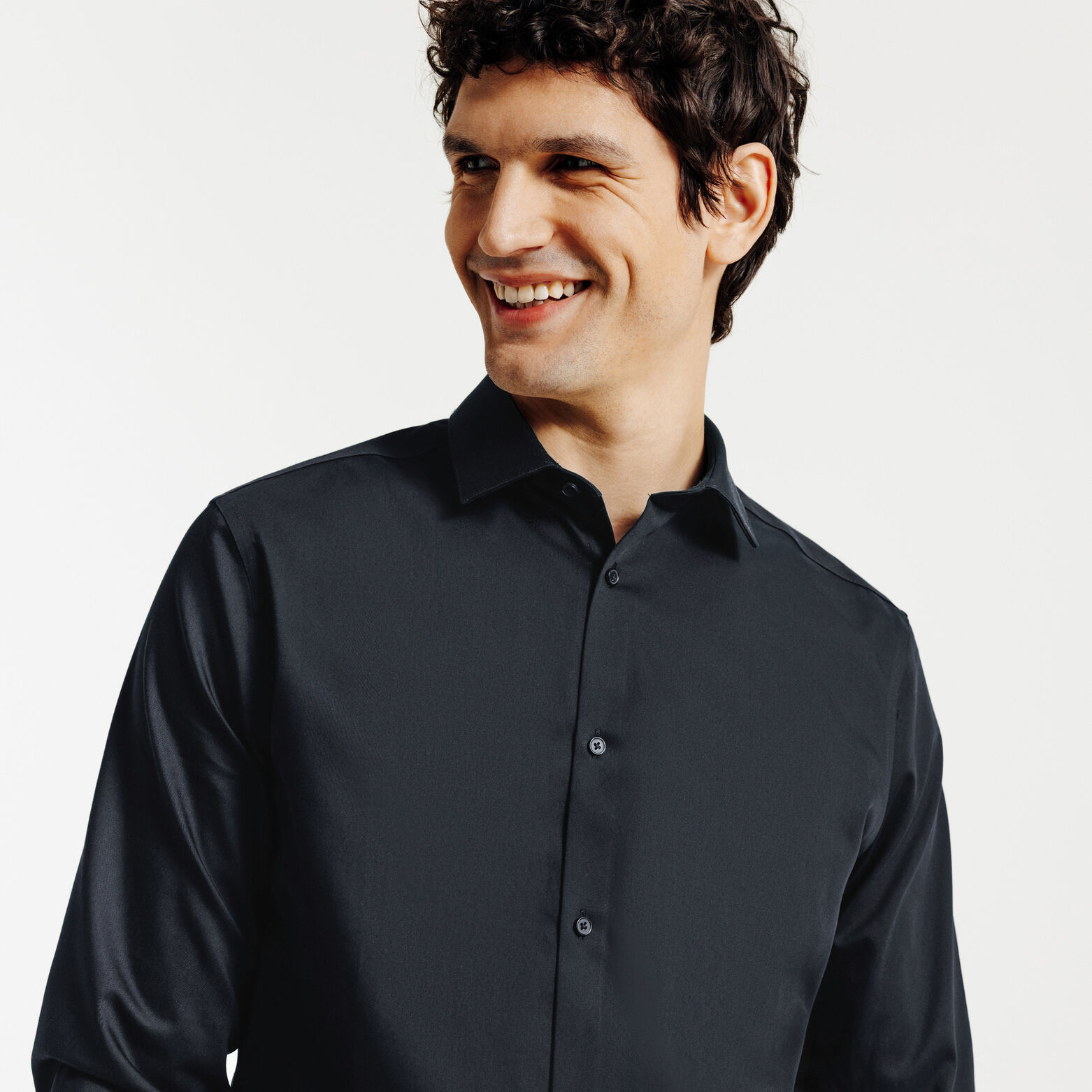 Slim effen strijkvrij hemd in katoen