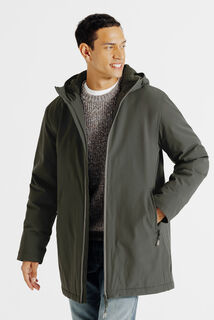 Parka longue &agrave; capuche doubl&eacute;e en sherpa