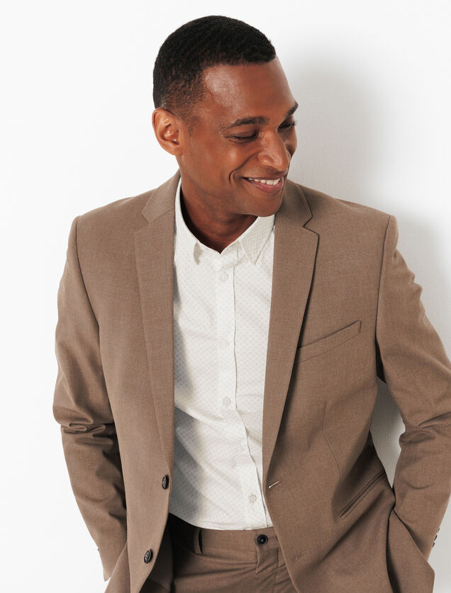 Chemise en coton imprim&eacute; g&eacute;om&eacute;trique slim