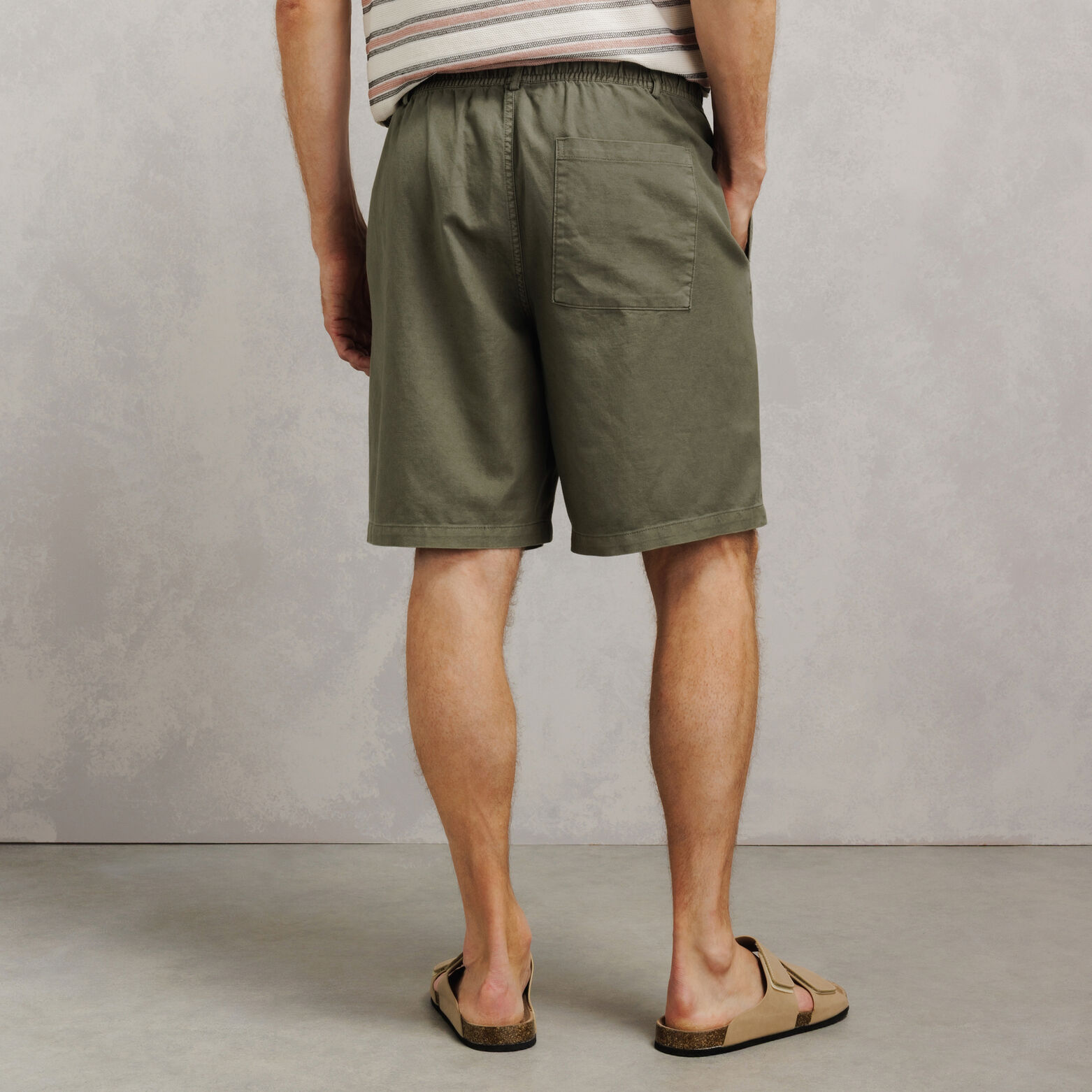 Bermuda coton lin taille &eacute;lastiqu&eacute;e