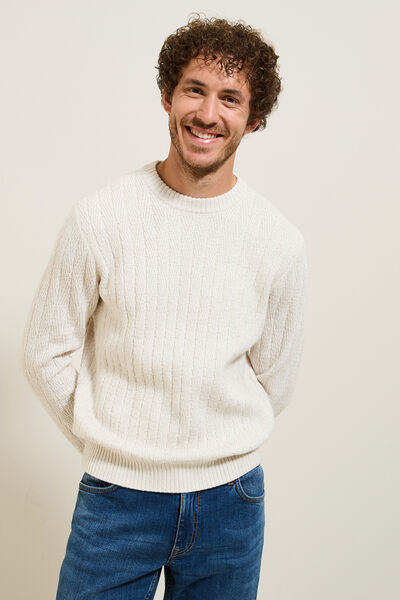 Pull col rond torsade