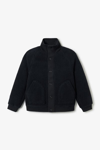 Sweat col montant boutonn&eacute; en sherpa