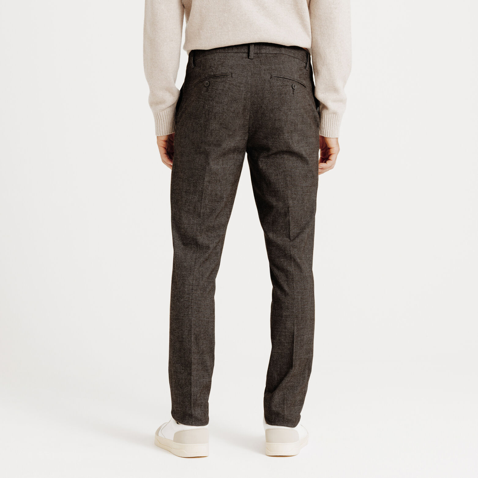 Slim fit chinobroek met flaneleffect