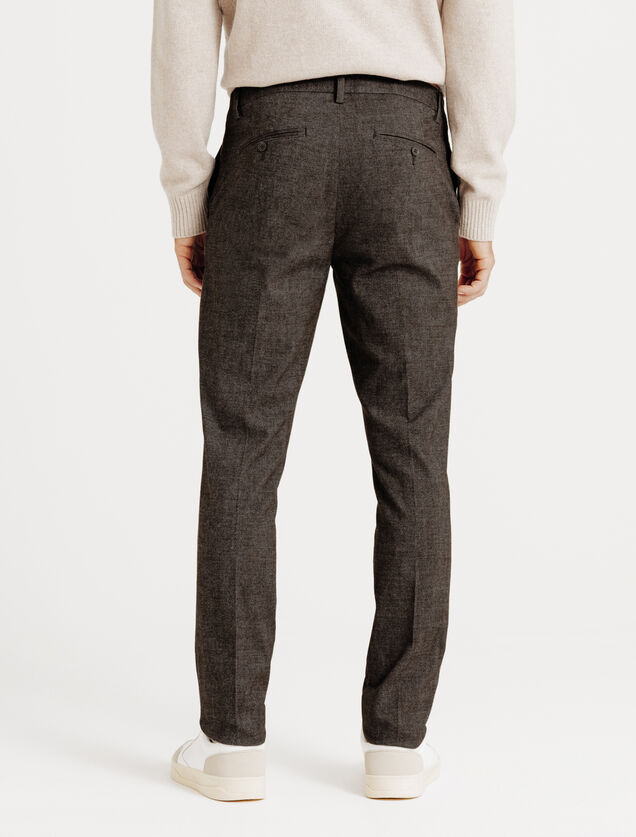 Slim fit chinobroek met flaneleffect