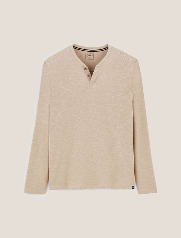 Tee shirt col tunisien manches longues