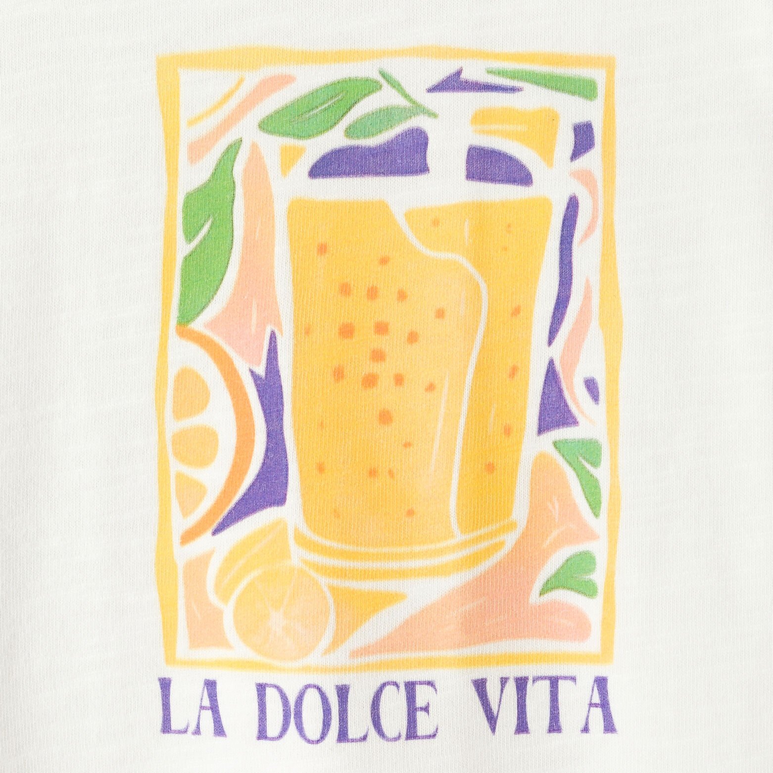 T-shirt met "dolce vita" print voor- en achteraan