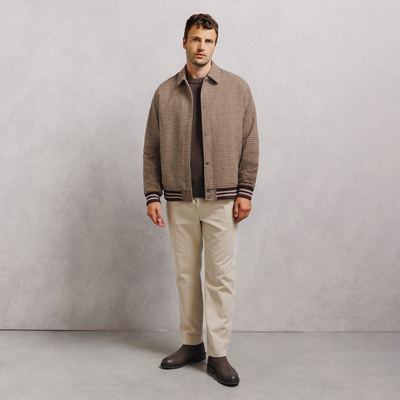 Blouson met hemdkraag en pied-de-poule