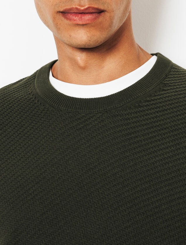 Pull col rond jeux de points fantaisie