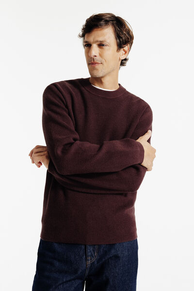 Pull col rond jeux de points fantaisie