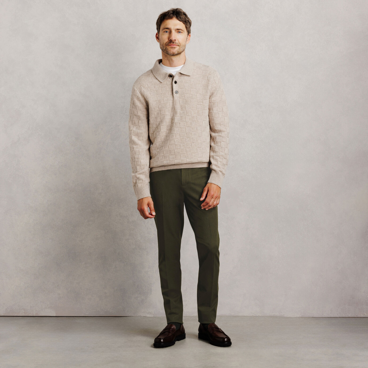 Pantalon chino slim en flanelle