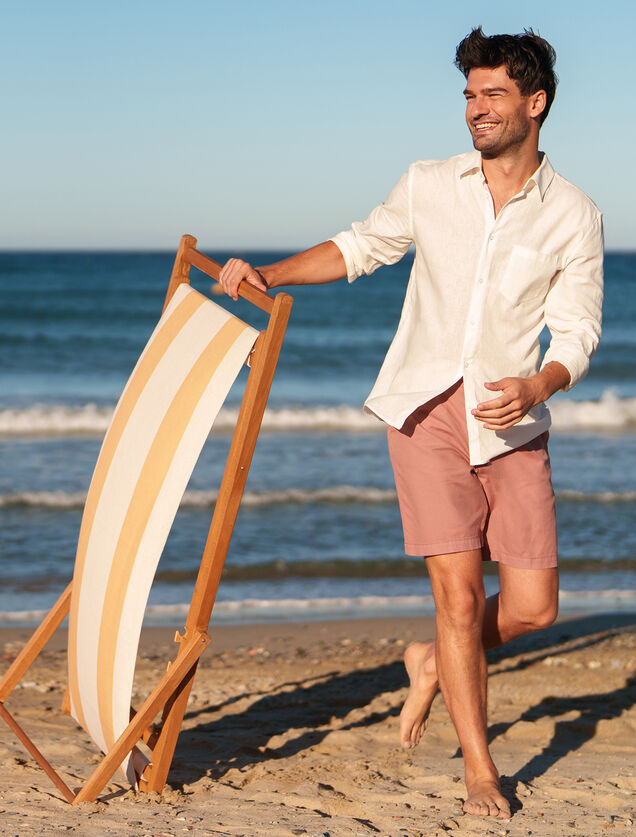 Effen hemd in katoen en linnen