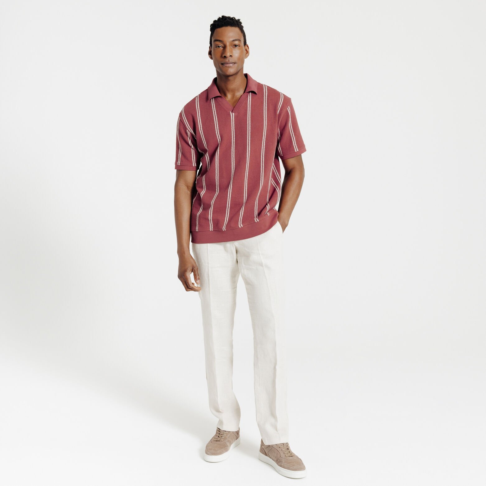 Polo manches courtes ray&eacute; col resort