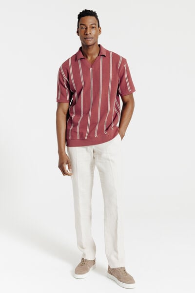 Polo manches courtes ray&eacute; col resort