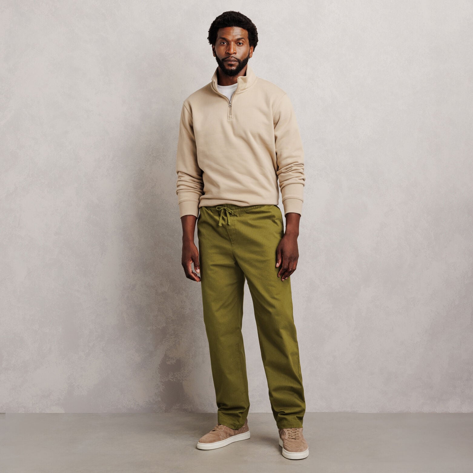 Pantalon tapered taille &eacute;lastiqu&eacute;e 100% coton