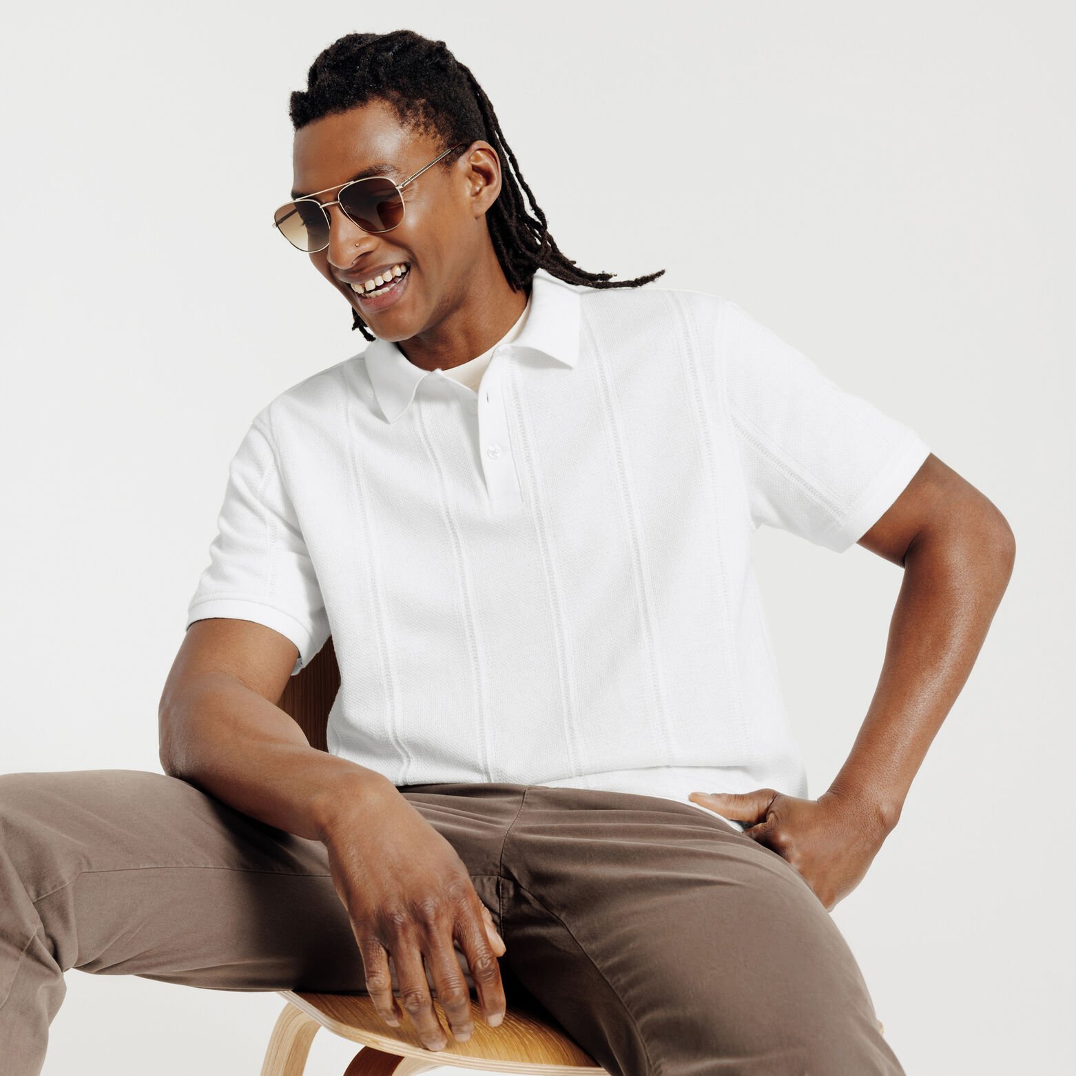 Polo manches courtes textur&eacute;