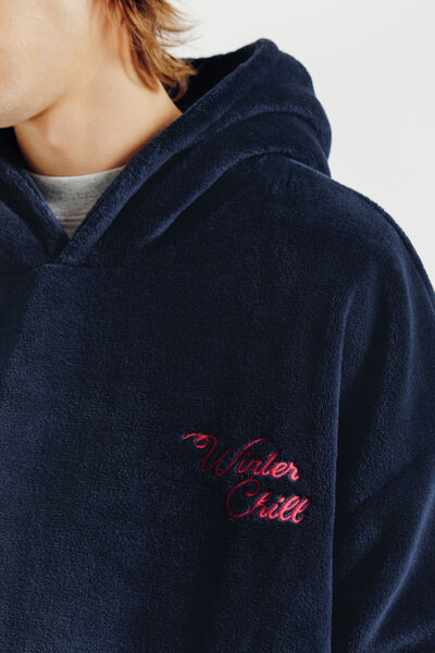 Sweat plaid à capuche brodé